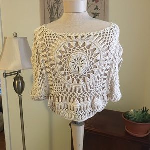 Woven Crop Sweater